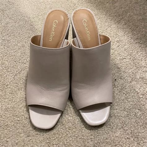 Calvin Klein Shoes Barely Worn Calvin Klein Nude Block Mule Poshmark