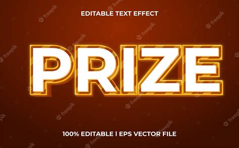Premium Vector Prize 3d Text Effect With Neon Theme Red Typography