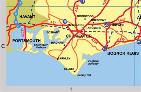 Map of Sussex Attractions - grid ref C1