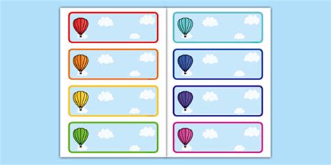 Hot Air Balloon Editable Drawer Labels Teacher Made