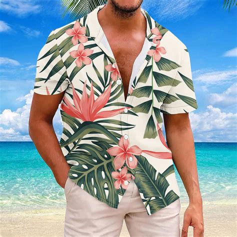 Poteti Mens Summer Shirts Beach Hawaiian Plus Size Tropical Short