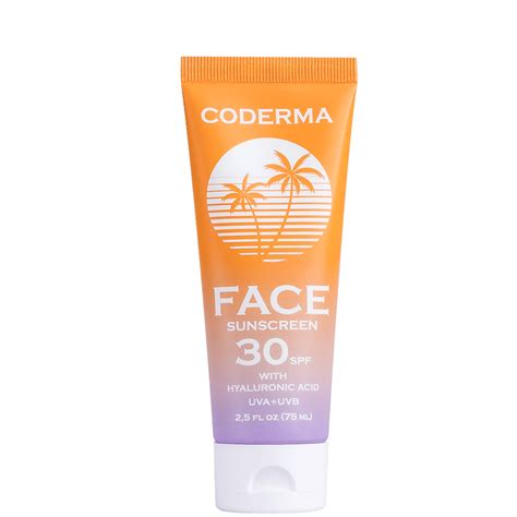 Солнцезащитный крем для лица с гиалуроновой кислотой SPF 30 CODERMA, 75 ...