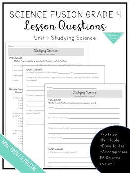 Science Fusion Grade Unit Lesson Questions In Lesson