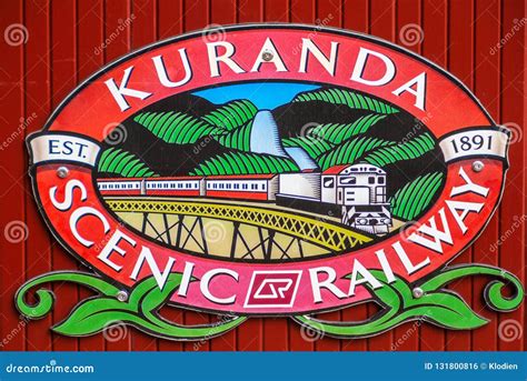 Sign Of Kuranda Scenic Railway Line Queensland Australia Editorial