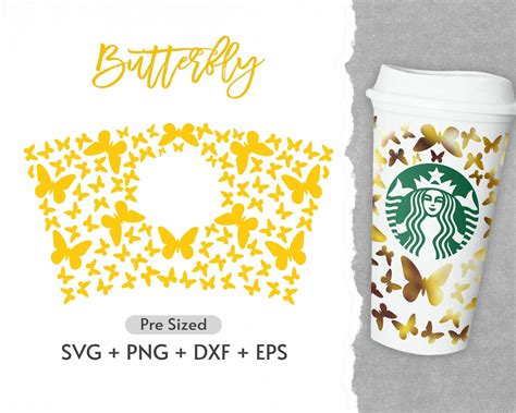 Oz Butterfly Hot Cup Svg Hot Cup Svg Full Wrap Butterflies Etsy