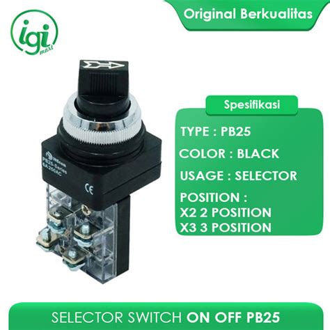 Jual SELECTOR SWITCH 25mm 4 KAKI ON OFF SELECTOR SWITCH ON OFF ON