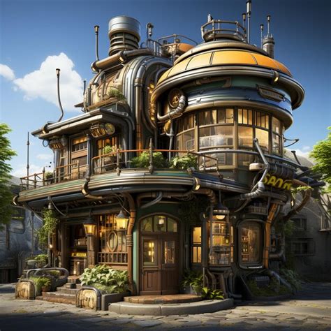 Premium Ai Image Stylized Solarpunk Building