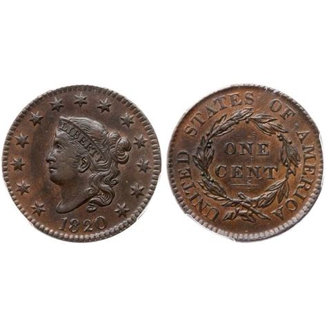 1820 N-10 R2 Large Date PCGS graded AU50