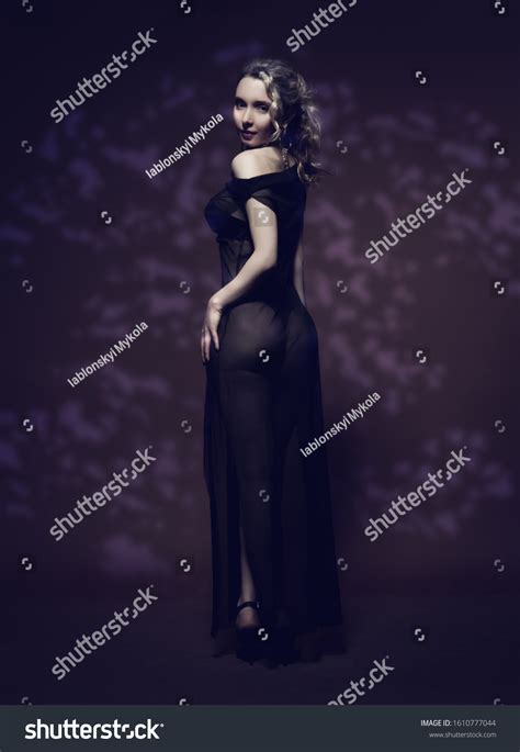 Beautiful Sexy Blonde Girl Transparent Black Stock Photo 1610777044 Shutterstock