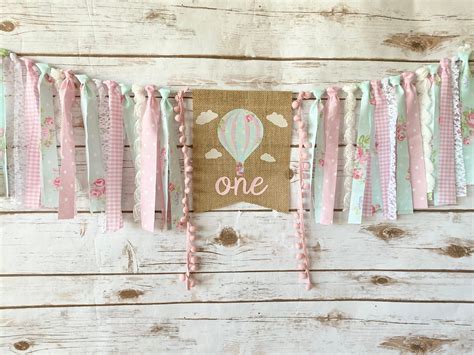 HOT AIR BALLOON Birthday Banner Hot Air Balloon Highchair Etsy