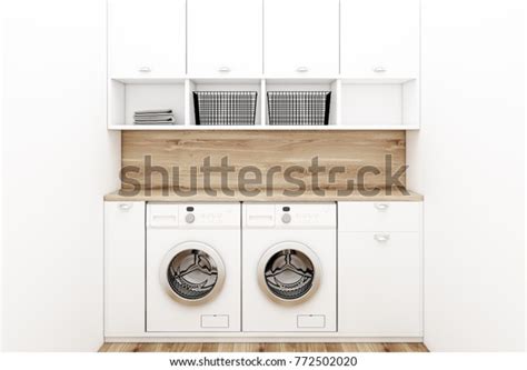 white minimalistic washroom interior white wooden stock illustration
