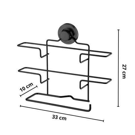 Suporte De Papel Toalha Alumínio Pvc Ventosa Preto Future