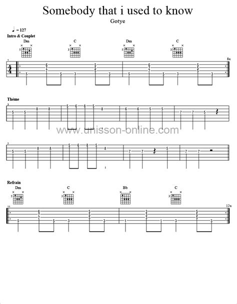 Somebody That I Used To Know Tab Guitar Pro Gotye Unisson Online