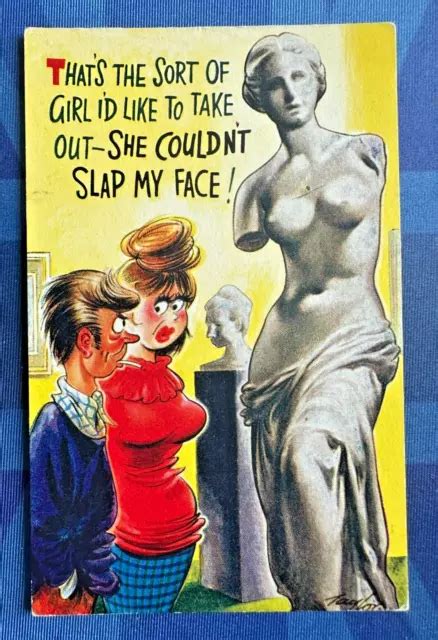 Saucy Bamforth Comic Postcard S Nude Statue Girl Like To Take Out No Picclick Uk