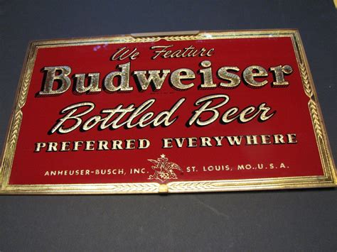 Vintage Glass Budweiser Beer Sign In Fantastic Condition Anheuser Busch