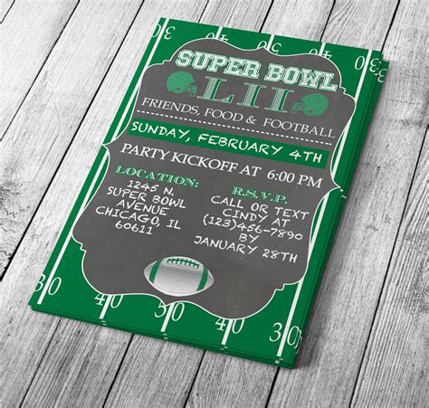 Chalkboard Super Bowl Invitation Editable Template