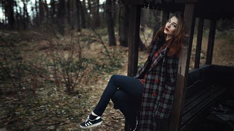 Wallpaper Forest Women Outdoors Model Portrait Depth Of Field