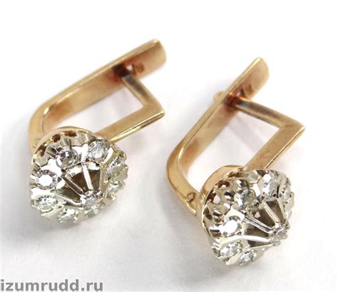 Советские золотые серьги малинки с бриллиантами