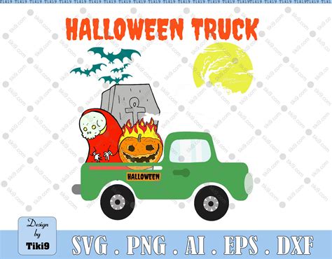 Halloween Truck SVG Spooky Monster Boo Halloween Truck PNG Pumpkin