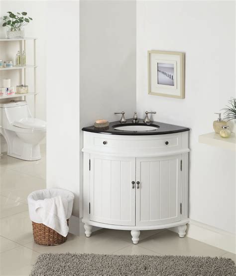 White Wooden Corner Bathroom Cabinet – Everything Bathroom