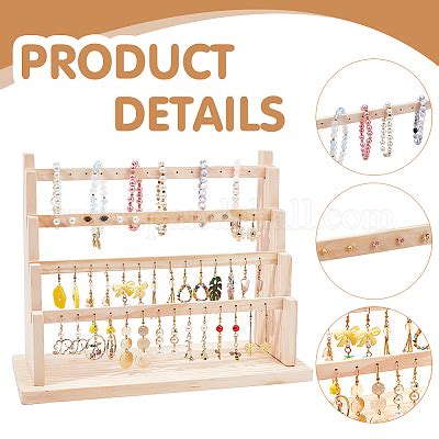 Wholesale Nbeads Tier Wooden Earring Display Stand Pandahall