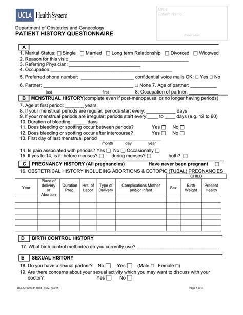 Patient History Questionnaire Ucla Health System Fill Out Sign