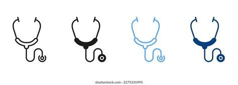 Stethoscope Line Silhouette Icon Set Doctors Stock Vector Royalty Free 2275331995 Shutterstock