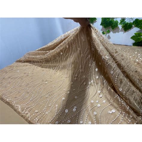 Tule Bordado Nude Em Gotas X Meio Metro Linear Shopee Brasil