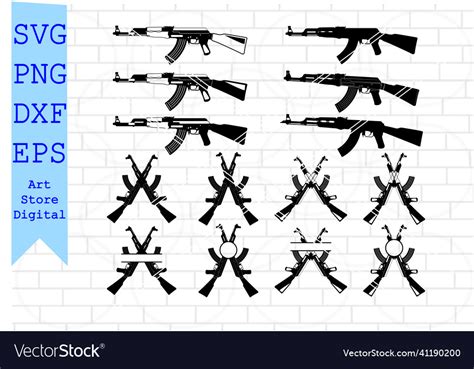 Ak 47 Svg Gun Svg Weapon Royalty Free Vector Image