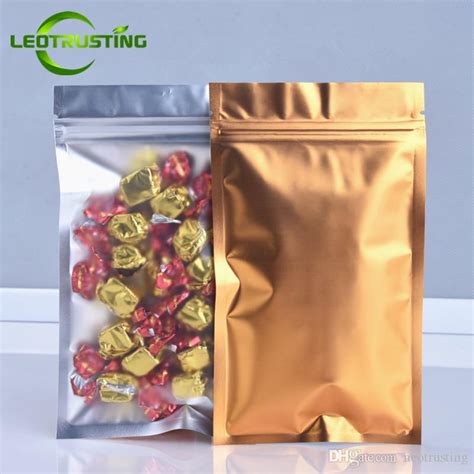 Wholesale Leotrusting Flat Bottom Clear Front Gold Back Ziplock Bag