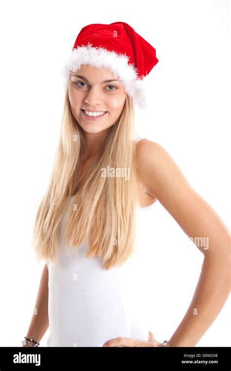 A Pretty Blonde Woman At Christmas Stock Photo Alamy