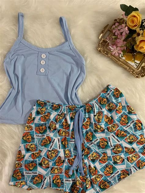 PIJAMA DE SUED ALICE REI LEAO AZUL CLARO Império Lingerie