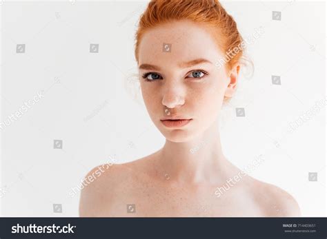 Close Portrait Beauty Naked Ginger Woman Stock Photo 714403651