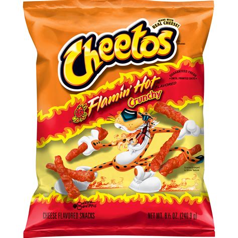 Cheetos, Crunchy, Flamin' Hot Flavored, Cheese Flavored Snacks