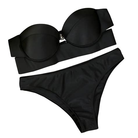 Sexy Hohe Taille Bikini Bademode Frauen Badeanzug 2020 Solide Brazilian Bikini Set Push Up