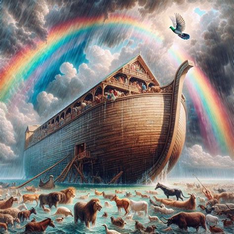 Noah, ark, rain, dov | Bible Art in 2024 | Bible noah, Bible pictures
