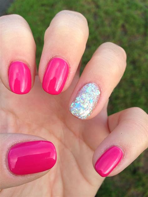 Shellac Nails Pink Bikini With Very Sparkly Tinkerbell Glitter Shellac Colors Pink Shellac