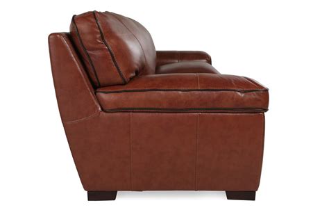 Simon Li Leather Stampede Chestnut Sofa Mathis Brothers Furniture