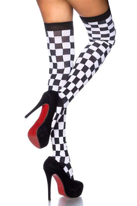 Karo Overknees halterlose Strümpfe Club Hot Fashion Odretto Highheels