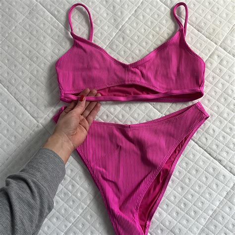 Pink Bikini From Pacsun With High Rise Cheeky Depop