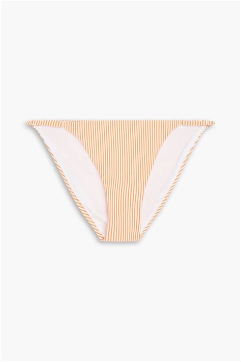 Onia Hannah Striped Stretch Seersucker Low Rise Bikini Briefs The Outnet
