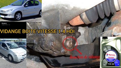 Vidange boîte de vitesse 1 4 HDI Citroën Peugeot C2 C3 C4 206 207 TAP