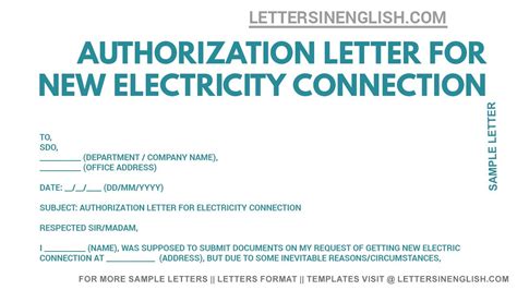 Authorization Letter For New Electricity Connection Authorization