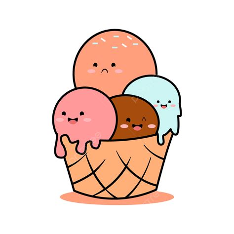 Cute Kawaii Ice Cream Illustration Ice Cream Food Kawaii Png And