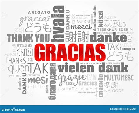 Gracias Thank You In Spanish Word Cloud Background Concept Stock