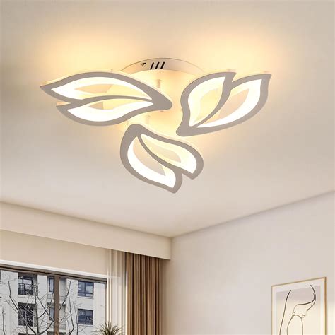 Plafonnier Led Moderne 36W 3300LM Blanc Créatif Pétales Design