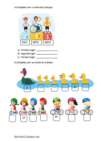 Atividade Numeros Ordinais 2 Ano - Saberes e Fazeres em Nossas Mãos: MATEMÁTICA: NÚMEROS ORDINAIS 2º ANO