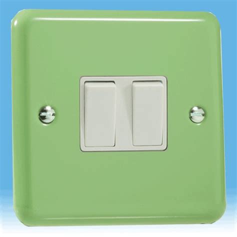 Varilight Pastel 2 Gang 10A 1 Or 2 Way Rocker Light Switch Beyrl Green