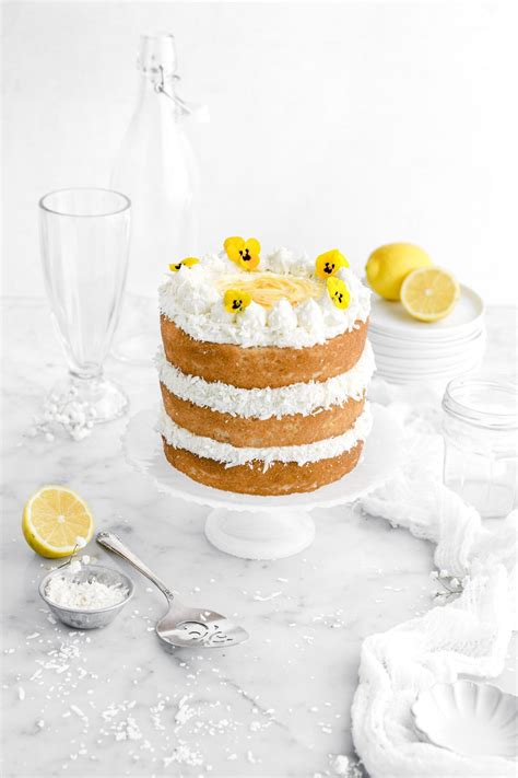 Lemon Coconut Naked Cake With Lemon Curd Bakers Table