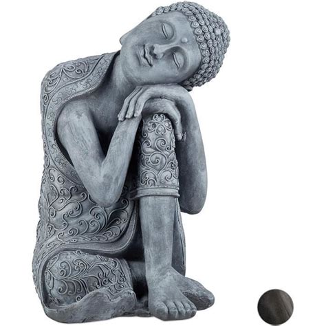 Relaxdays Statue Figurine De Bouddha D Coration Jardin Sculpture